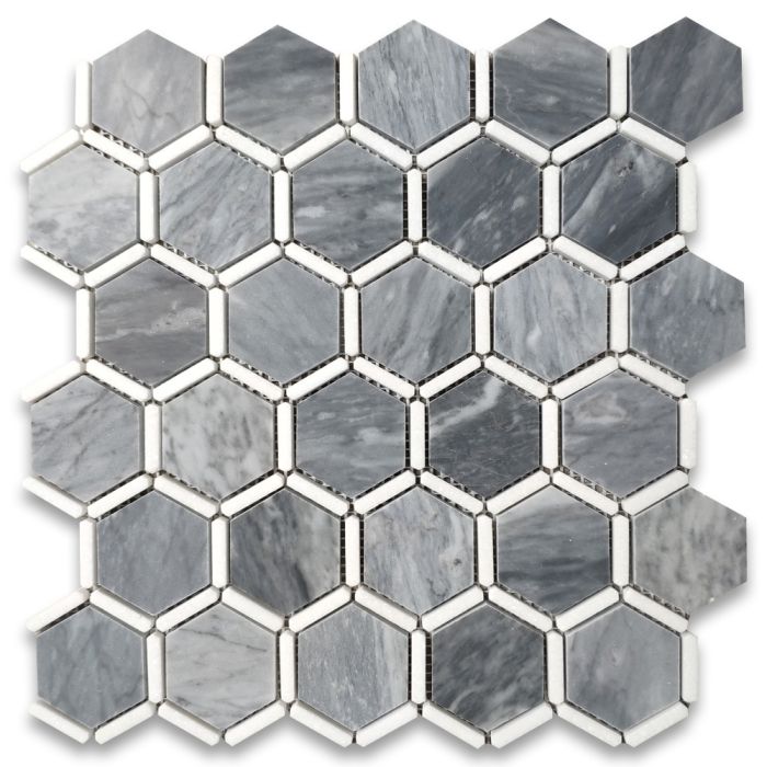 Bardiglio Gray Marble 2 Inch Hexagon W, Bardiglio Marble Tile Honed