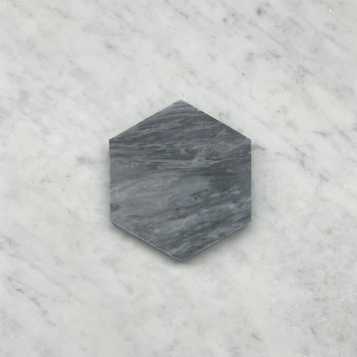 (Sample) Bardiglio Gray Marble 5 inch Hexagon Mosaic Tile Honed