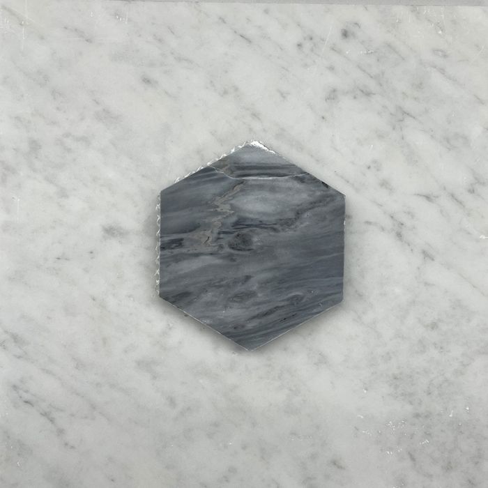 (Sample) Bardiglio Gray Marble 5 inch Hexagon Mosaic Tile Polished