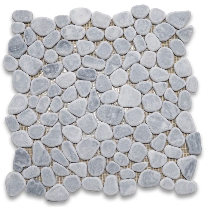 Bardiglio Gray Marble Pebble Stone River Rocks Mosaic Tile Tumbled