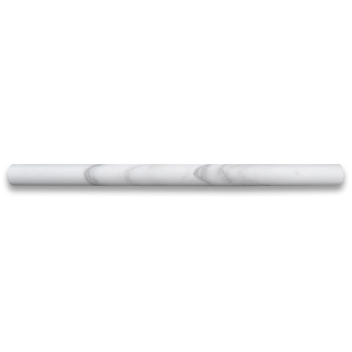 (Sample) Statuary White Marble 3/4x12 Pencil Liner Trim Molding Honed