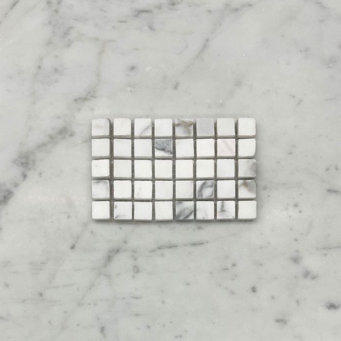 (Sample) Statuary White Marble 5/8x5/8 Square Mosaic Tile Honed
