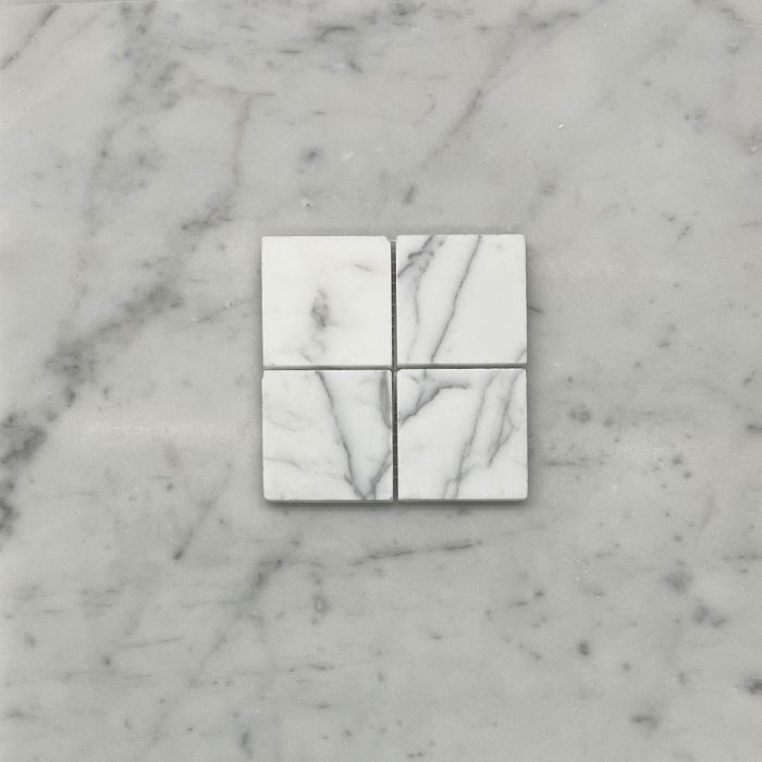 (Sample) Statuary White Marble 2x2 Square Mosaic Tile Honed