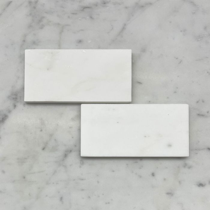 (Sample) Statuary White Marble 3x6 Subway Tile Honed