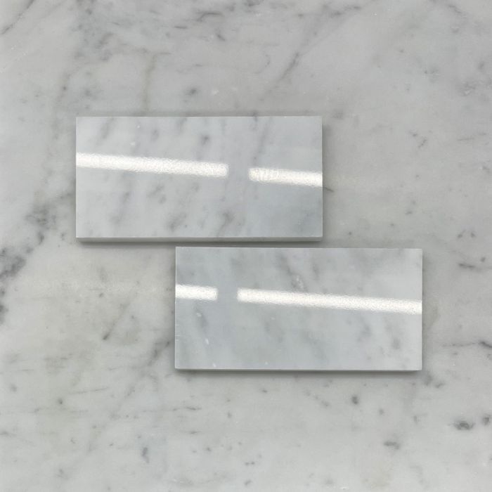 (Sample) Statuary White Marble 3x6 Subway Tile Polished