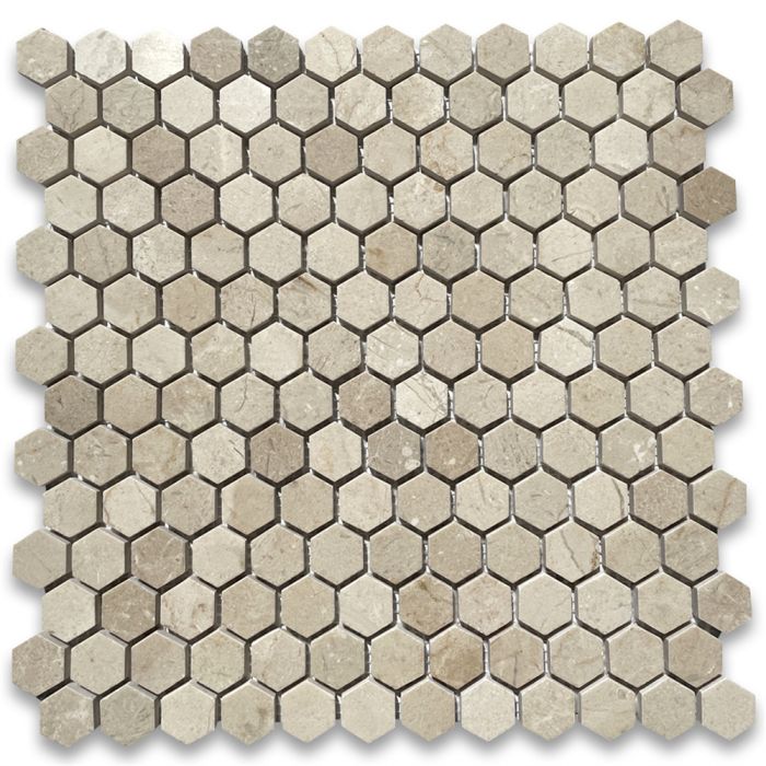 Crema Marfil Marble 1 inch Hexagon Mosaic Tile Polished