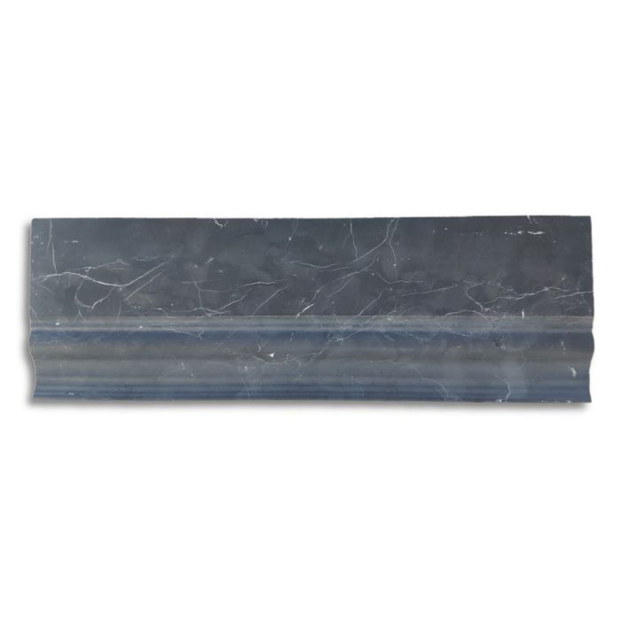 Nero Marquina Black Marble 4x12 Baseboard Crown Molding Honed