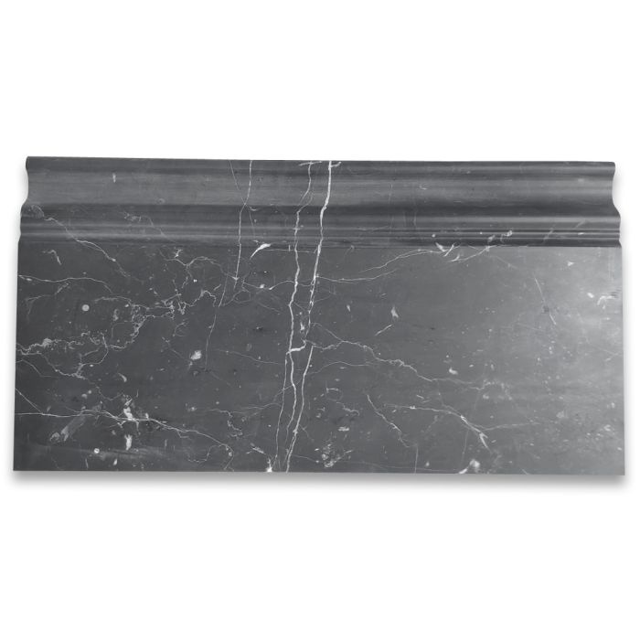 Nero Marquina Black Marble 6x12 Skirting Baseboard Trim Molding Honed