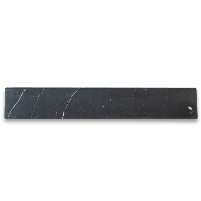 Nero Marquina Black Marble 6x36 Transition Saddle Threshold Double Beveled Tile Honed