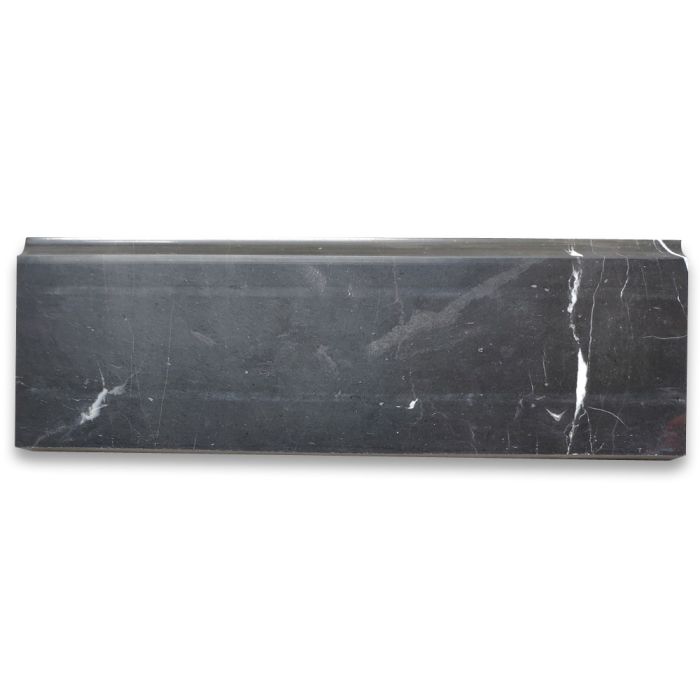 Nero Marquina Black Marble 4x12 Baseboard Trim Molding Polished