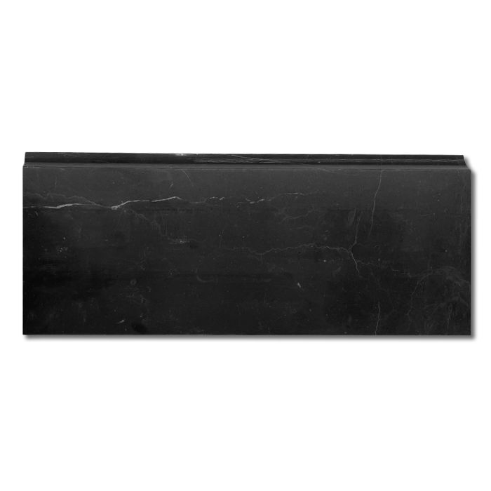 Nero Marquina Black Marble 5x12 Baseboard Trim Molding Honed