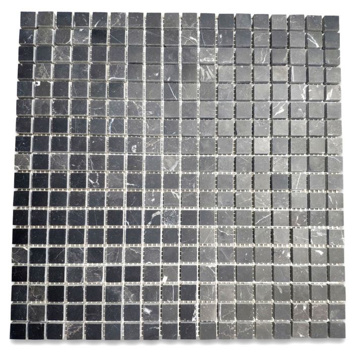 Nero Marquina Black Marble 5/8x5/8 Square Mosaic Tile Honed