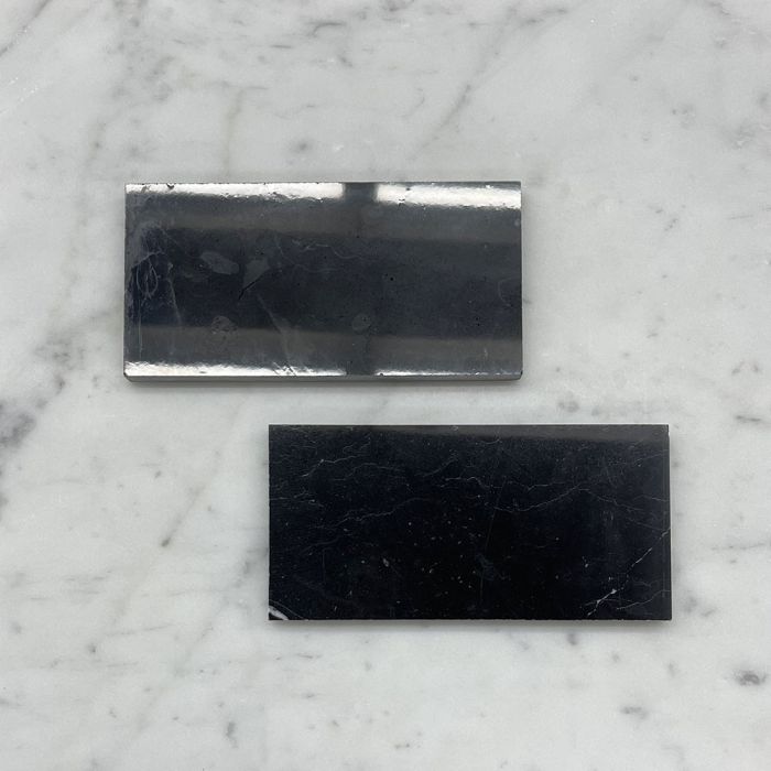 (Sample) Nero Marquina Black Marble 6x18 Wall and Floor Tile Polished