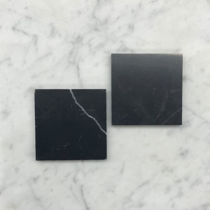 (Sample) Nero Marquina Black Marble 4x4 Tile Honed