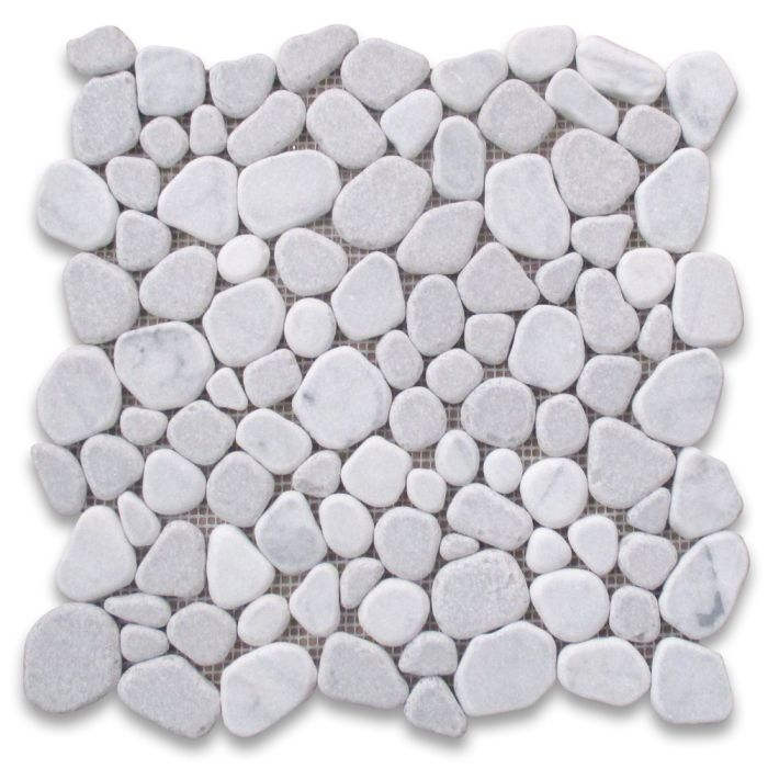 Carrara Mix Cinderalla Grey Marble River Rocks Pebble Stone Mosaic Tile Tumbled