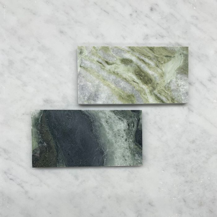 (Sample) Sagano Vibrant Green Marble 4x4 Tile Honed