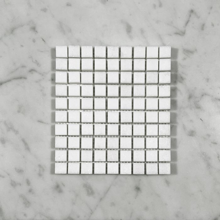 (Sample) Thassos White Marble 5/8x5/8 Square Mosaic Tile Honed