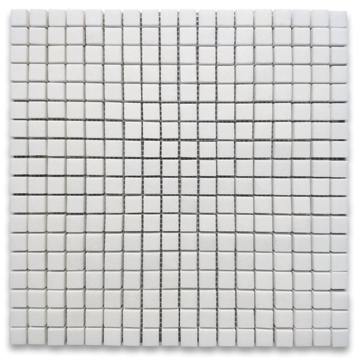 Thassos White Marble 5/8x5/8 Square Mosaic Tile Honed