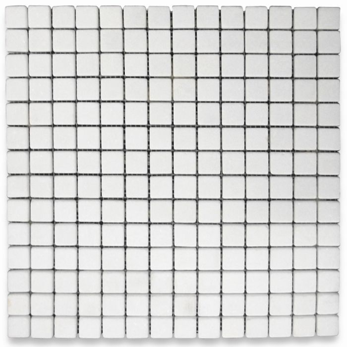Thassos White Marble 3/4x3/4 Square Mosaic Tile Tumbled