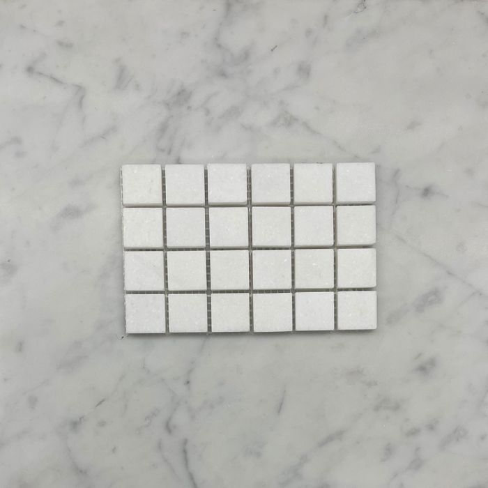 (Sample) Thassos White Marble 1x1 Square Mosaic Tile Honed