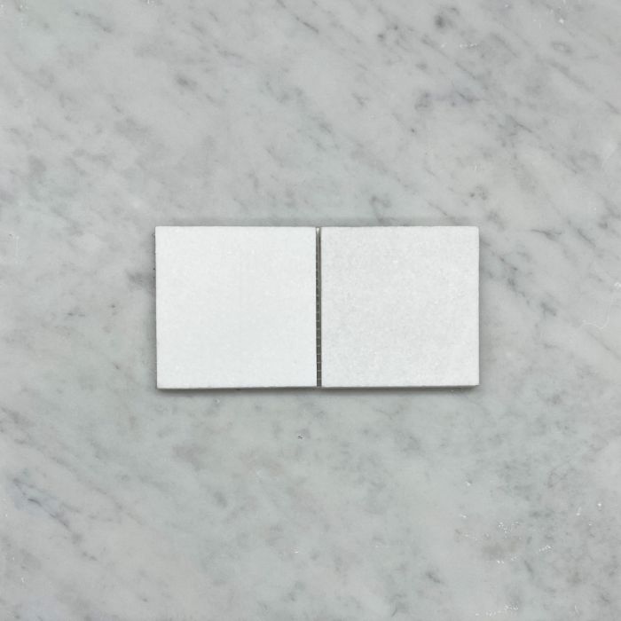 (Sample) Thassos White Marble 3x3 Square Mosaic Tile Honed