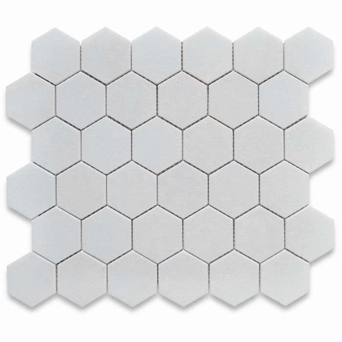 Thassos White Marble 2 inch Hexagon Mosaic Tile Polished