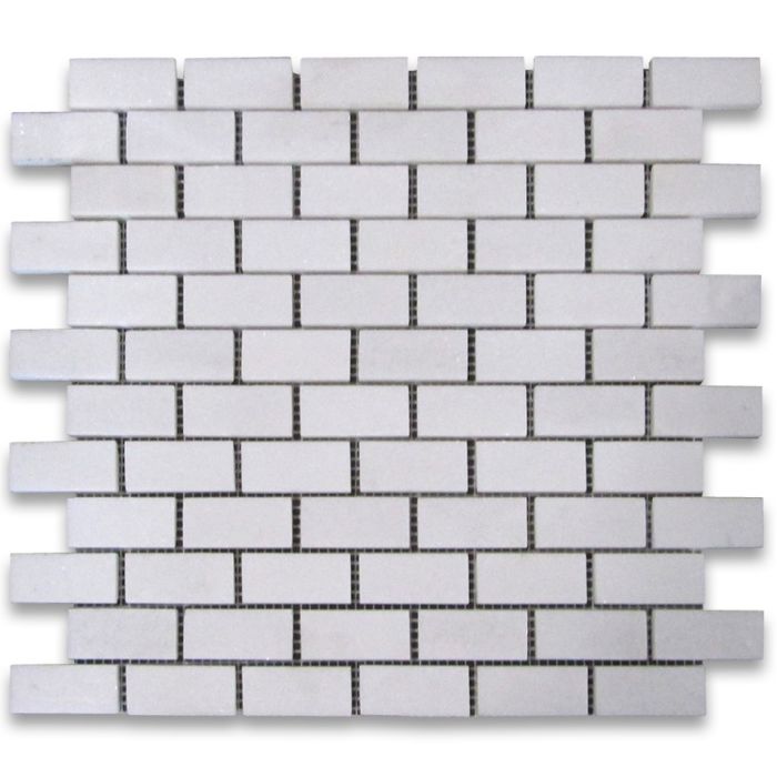Thassos White Marble 1x2 Medium Brick Mosaic Tile Polished