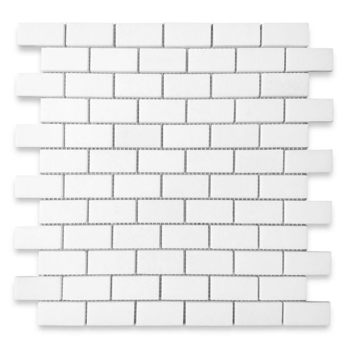 Thassos White Marble 1x2 Medium Brick Mosaic Tile Honed