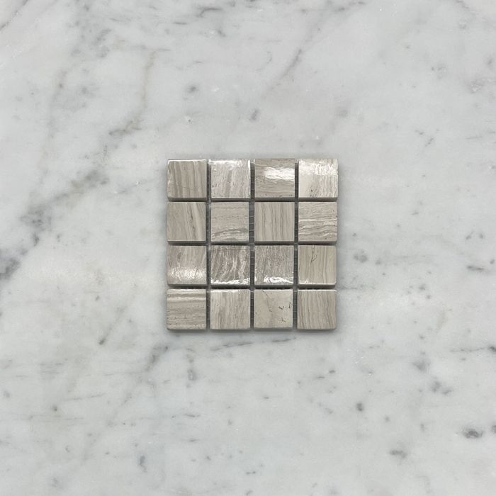 (Sample) Athens Silver Cream Marble 1x1 Square Mosaic Tile Polished