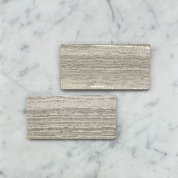 (Sample) Athens Silver Cream Marble 3x6 Subway Tile Polished