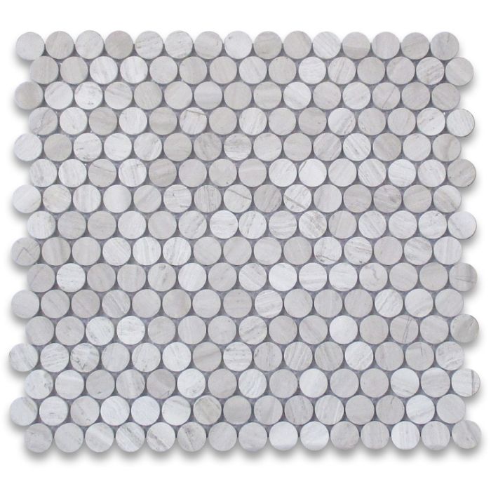 Athens Silver Cream Marble 3/4 inch Penny Round Mosaic Tile Polished