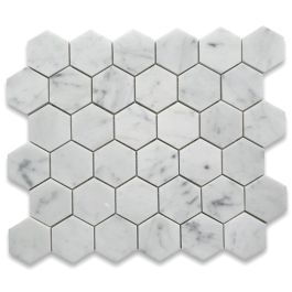 Carrara White Marble 2 inch Hexagon Mosaic Tile Polished