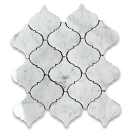 Carrara White Grand Lantern Shaped Arabesque Baroque Mosaic Tile Polished