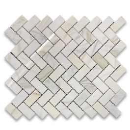 Calacatta Gold 1x2 Herringbone Mosaic Tile Polished