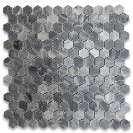 Bardiglio Gray Dark Grey Marble Hexagon Mosaic Tile 2 inch Polished