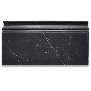 Nero Marquina Black Marble 6x12 Skirting Baseboard Trim Molding Polished