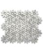 Carrara White Marble Daisy Flower Pattern Mosaic Tile Honed