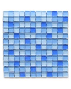 White and Blue Glass 7/8 Square Mosaic Tile