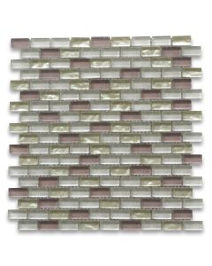 Pink Light Yellow and Beige Glass Brick Mosaic Tile