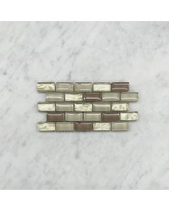 (Sample) Pink Light Yellow and Beige Glass Brick Mosaic Tile