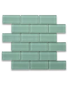 Light Green 2x4 Subway Glass Mosaic Tile