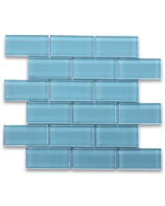 Country Blue 2x4 Subway Glass Mosaic Tile