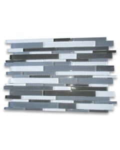 Grey Blends Glass Random Strip Modern Brick Mosaic Tile
