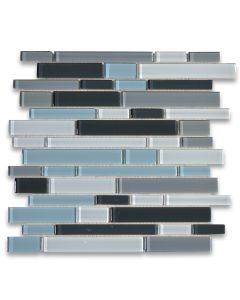 Dark Grey Light Grey Blue and White Modern Glass Mosaic Tile