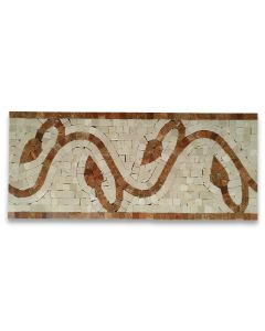 Vine Red Wooden 5.9x13.8 Marble Mosaic Border Listello Tile Polished