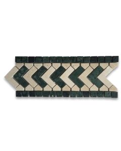Arrow Green 4x10 Marble Mosaic Border Listello Tile Polished