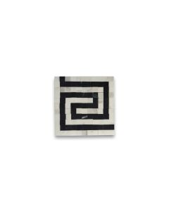 Greek Key White 4.3x4.3 Marble Mosaic Border Corner Tile Polished