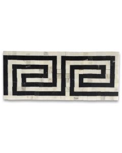 Greek Key White 4.3x10.2 Marble Mosaic Border Listello Tile Polished