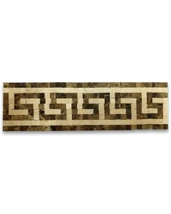 Greek Key Emperador 3.5x11.8 Marble Mosaic Border Listello Tile Polished