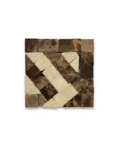 Renaissance Tan 2x2 Marble Mosaic Border Corner Tile Polished